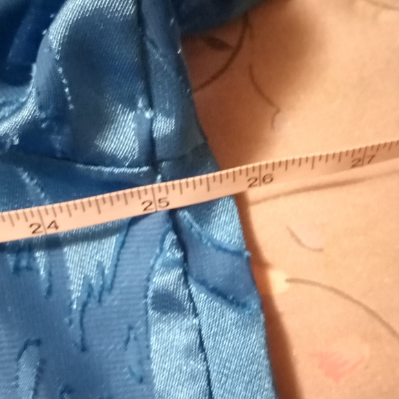 Women's N Touch Size XL Bright Blue Sheer Satin Button Up Long Sleeve Blouse - Picture 10 of 10